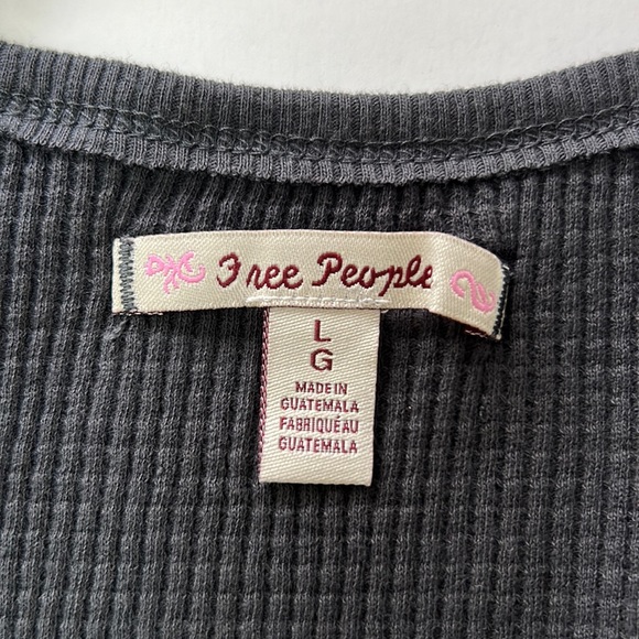 NWT Free People Santa Clara Long Sleeve Thermal Black Large - Picture 3 of 9